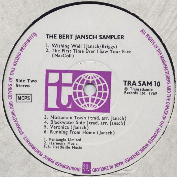 <em>The Bert Jansch Sampler</em> LP side B detail