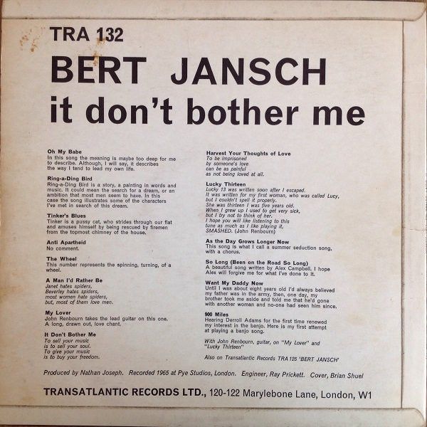 <em>It Don't Bother Me</em> back cover