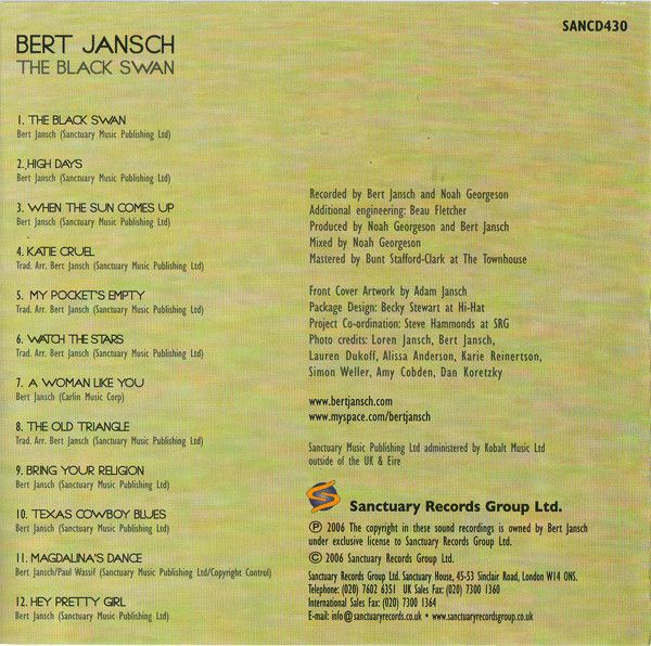 <em>The Black Swan</em> booklet back